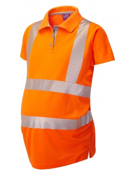 Leo PM03-O Lovacott Coolviz Ultra Ladies Maternity Polo Shirt Orange Clothing